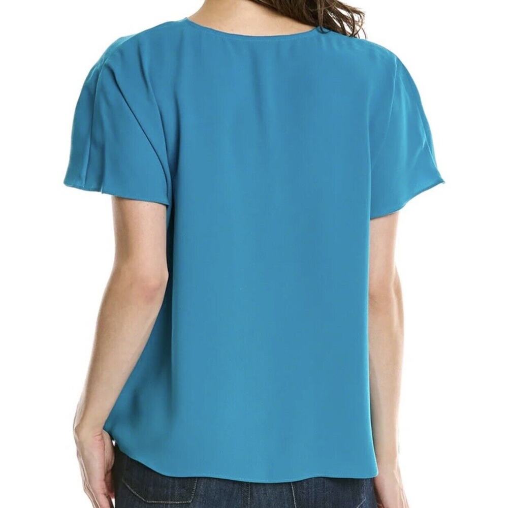 Trina Turk Merriman Twist Teal V-Neck Short Sleeve Top XS/S NWT - Picture 7 of 7